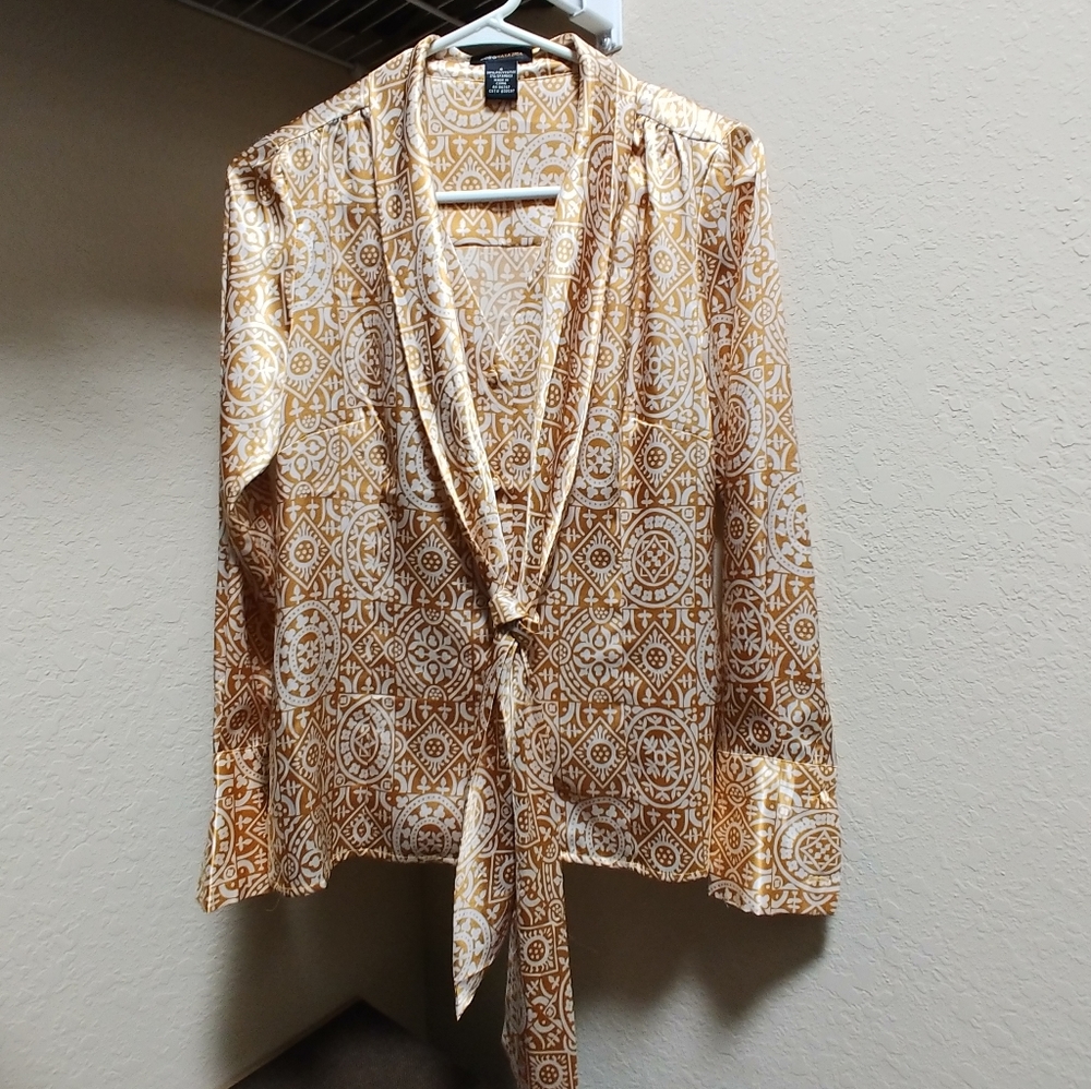 Silky gold button down